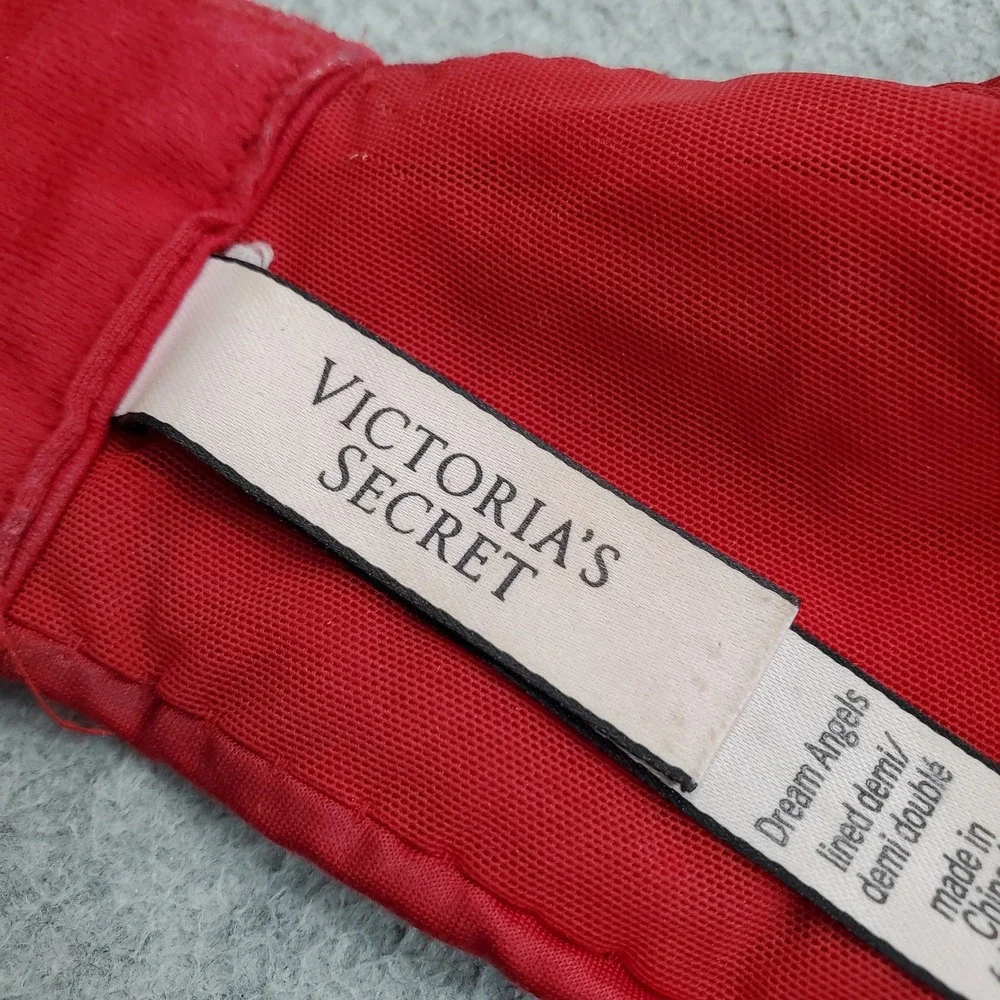 Victoria's Secret Women Bra 34DDD Red Dream Angels Padded Underwired Lace